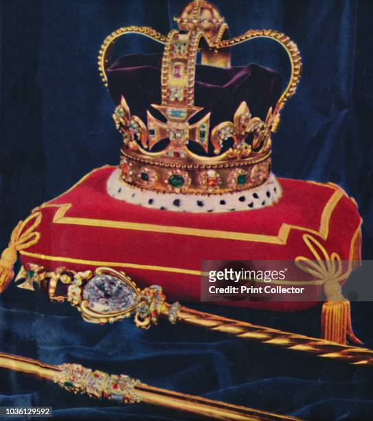 The Crown Jewels, 1953. St Edward's Crown, used to crown English and British monarchs at their coronations since the 13th century, and the...