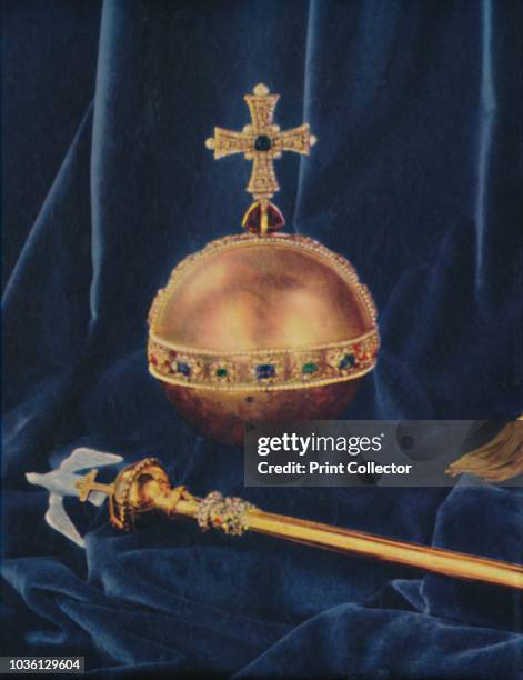 The Crown Jewels, 1953. The Sovereign's Orb. From The Queen Elizabeth Coronation Souvenir. [London, 1953]. Artist Unknown.