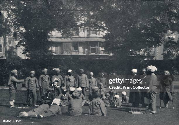 Convalescent Indian Soldiers Playing Quoits on the Eastern Lawns', circa 1915, . Brighton Pavilion was used as a military hospital during the First...