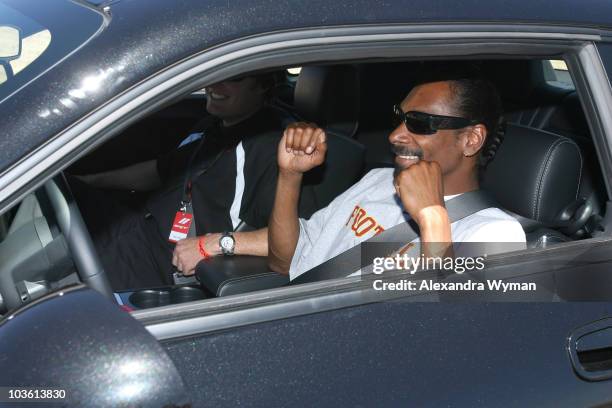 Snoop Dogg attends the Dodge Challenger Celebrity Drag Race at the Willow Springs Raceway on June 3, 2008 in Rosamond, California.