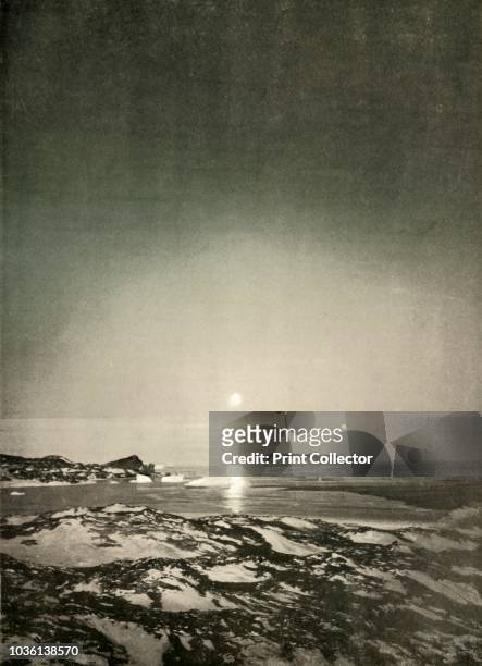 The Full Moon in the Time of Autumn Twilight. Cape Barne on the Left. Inaccessible Island on the Right', circa 1908, . Anglo-Irish explorer Ernest...