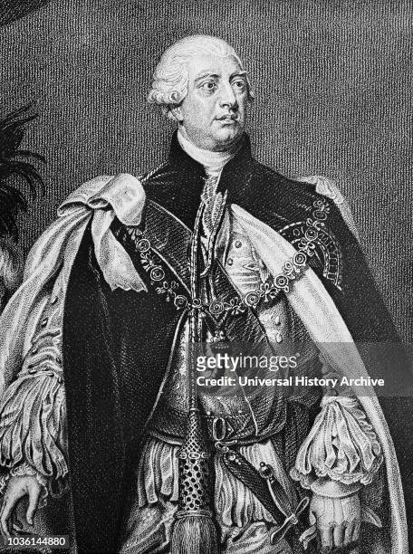 Magic lantern slide circa 1900.Victorian/Edwardian.Social History.George III was King of Great Britain and King of Ireland from 25 October 1760 until...