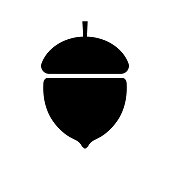 Acorn icon, silhouette on white background
