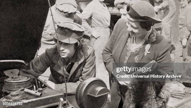 Princess Elizabeth in the A.T.S., seen here with her mother Queen Elizabeth in 1945. Princess Elizabeth of York, future Elizabeth II, born 1926....