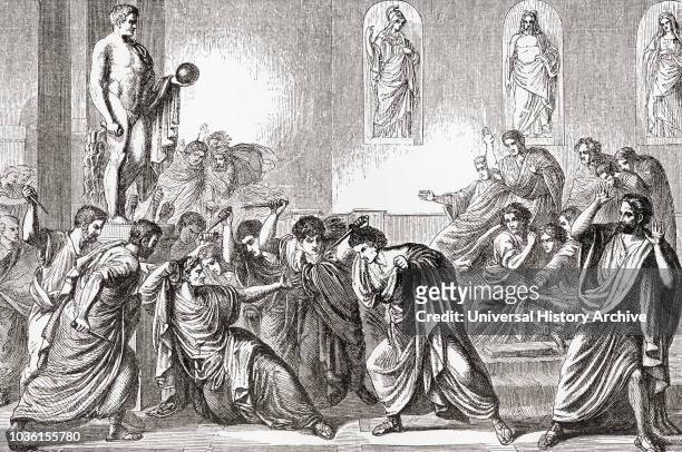 The murder of Julius Caesar, 44 BC. Gaius Julius Caesar, 100 - 44 BC, aka Julius Caesar. Roman politician and general. From Ward and Lock's...