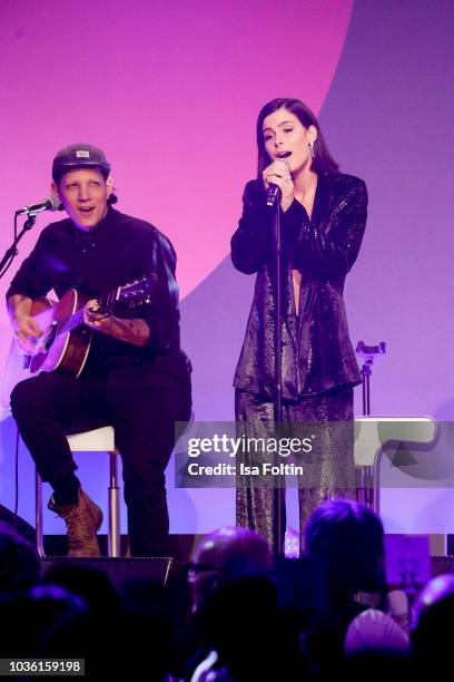 German singer Lena Meyer-Landrut performs during the Dreamball 2018 at WECC Westhafen Event & Convention Center on September 19, 2018 in Berlin,...