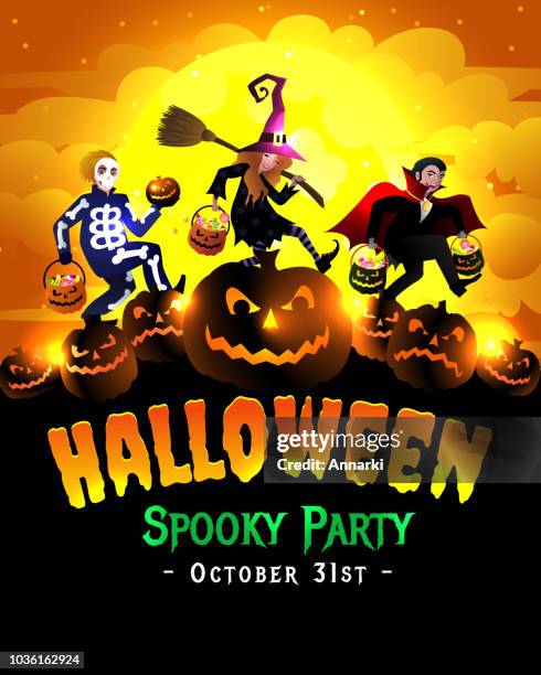 halloween spooky party - halloween costume stock illustrations