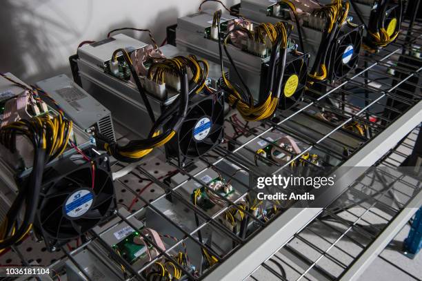 Orvault : Bigblock Datacenter bitcoin mining farm, FranceÕs biggest cryptocurrency mining farm. Computers and graphic cards used to mine...