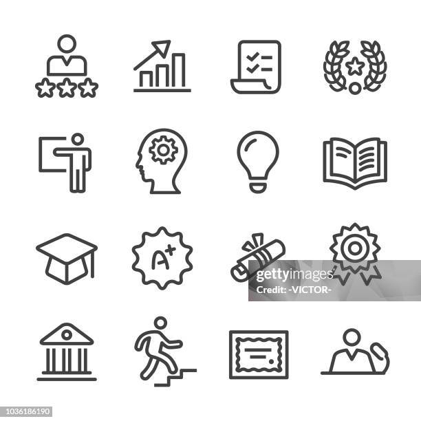 higher education icons - line series - adult learning icons stock illustrations