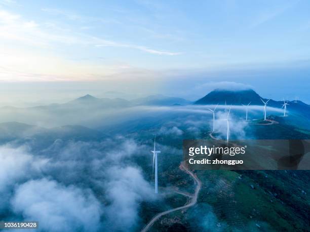 aerial cloud sea and wind power - renewable energy india stock pictures, royalty-free photos & images