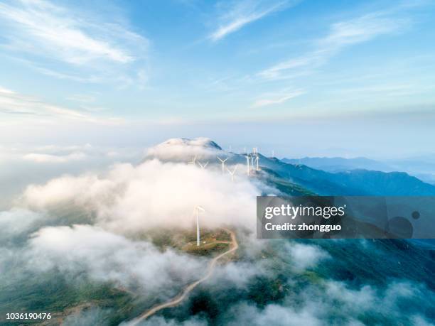 aerial cloud sea and wind power - renewable energy india stock pictures, royalty-free photos & images