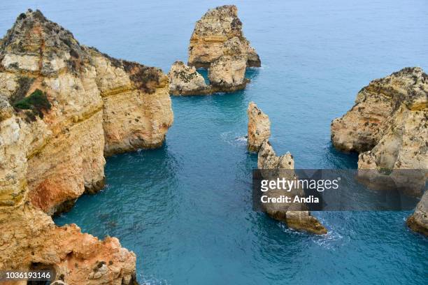 Portugal, region of the Algarve, Lagos: la Ponta da Piedade, cliffs and rocks along the coast