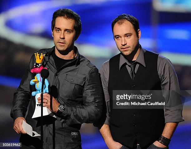 Winners of Best Action Adventure Game for 'Assassin's Creed II' speak onstage at Spike TV's 7th Annual Video Game Awards at the Nokia Event Deck at...