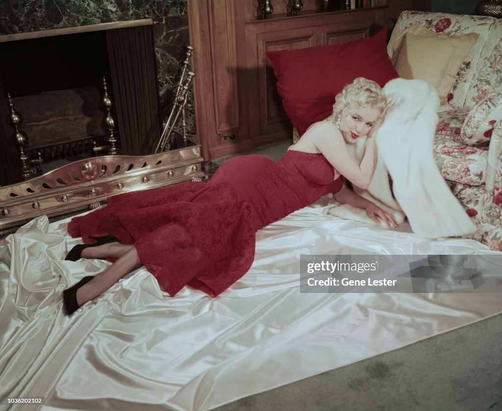 Marilyn In Red Brocade