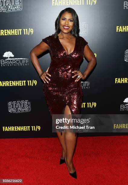 Omarosa Manigault attends the Los Angeles premiere of Briarcliff Entertainment's "Fahrenheit 11/9" held at Samuel Goldwyn Theater on September 19,...