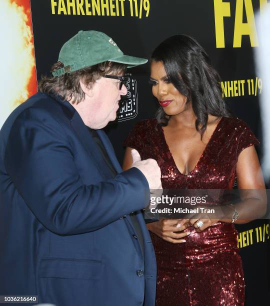 Michael Moore and Omarosa Manigault attend the Los Angeles premiere of Briarcliff Entertainment's "Fahrenheit 11/9" held at Samuel Goldwyn Theater on...