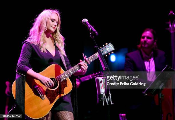 Miranda Lambert performs onstage to kick off her sold out residency at The Country Music Hall of Fame and Museum on September 19, 2018 in Nashville,...