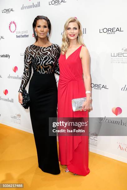 Model Marie Amiere and German presenter Tanja Buelter attend the Dreamball 2018 at WECC Westhafen Event & Convention Center on September 19, 2018 in...