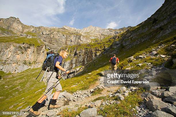 hiking in switzerland - kandersteg stock pictures, royalty-free photos & images