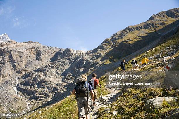 group hiking in switzerland - kandersteg stock pictures, royalty-free photos & images