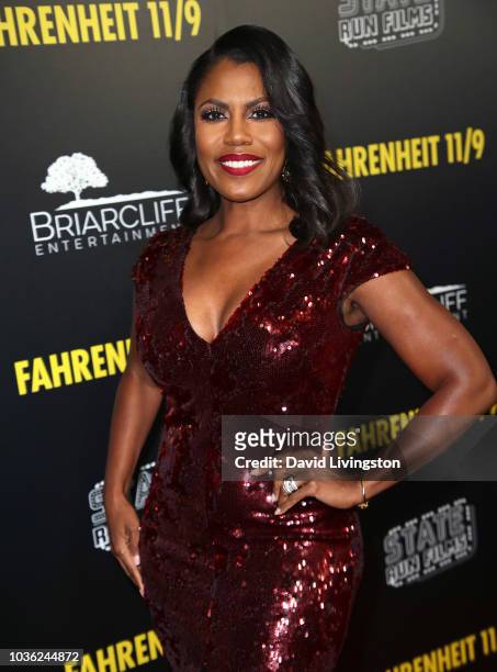 Omarosa Manigault Newman attends the premiere of Briarcliff Entertainment's "Fahrenheit 11/9" at Samuel Goldwyn Theater on September 19, 2018 in...