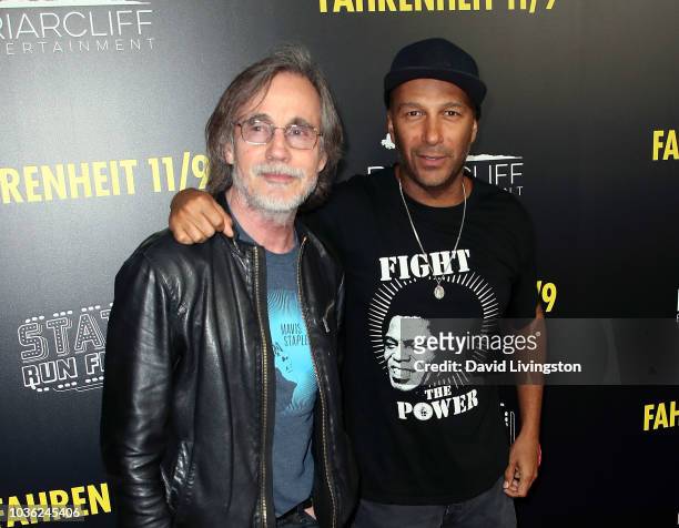 Jackson Browne and Tom Morello attend the premiere of Briarcliff Entertainment's "Fahrenheit 11/9" at Samuel Goldwyn Theater on September 19, 2018 in...
