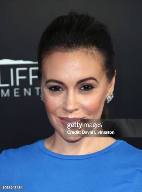 Alyssa Milano attends the premiere of Briarcliff Entertainment's "Fahrenheit 11/9" at Samuel Goldwyn Theater on September 19, 2018 in Beverly Hills,...