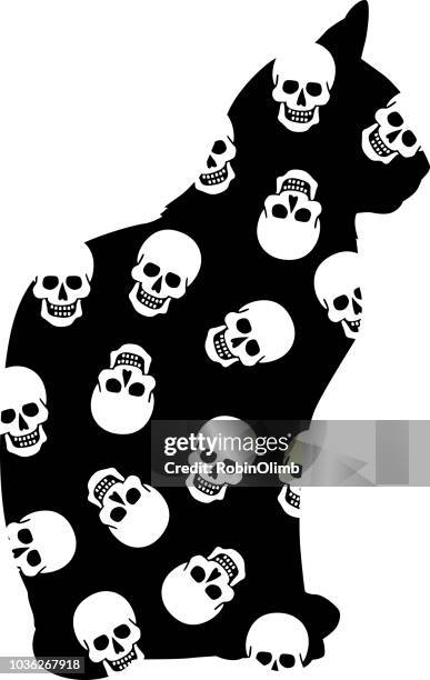 skull pattern cat - cat skeleton stock illustrations