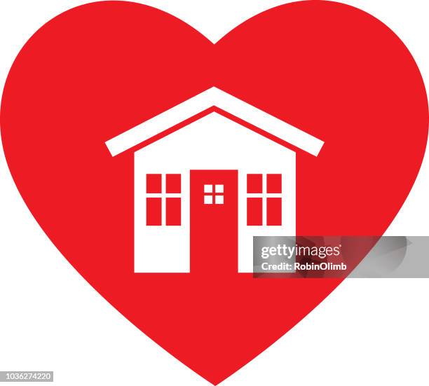 ilustrações, clipart, desenhos animados e ícones de ícone de casa coração vermelho - valentines day home