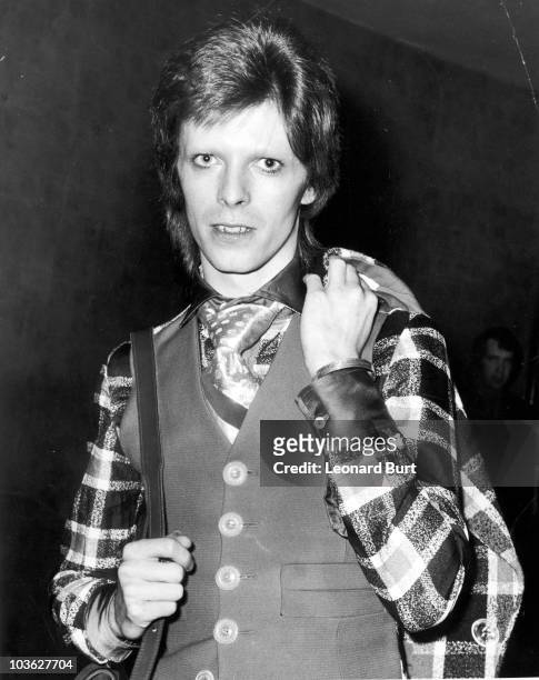 English singer David Bowie at the Empire cinema, Leicester Square, London, for the premiere of 'Hitler: The Last Ten Days', directed by Ennio De...