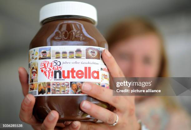 50th birthday jar of Nutella at Westfalenpark in Dortmund, Germany, 18 May 2014. The Nutella from the Ferrero brand is celebrating the 50th...