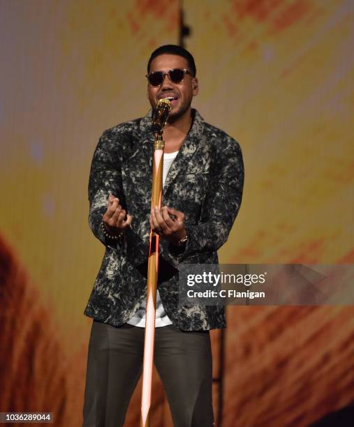 Singer Romeo Santos performs during his "Golden Tour" at SAP Center on September 19, 2018 in San Jose, California.