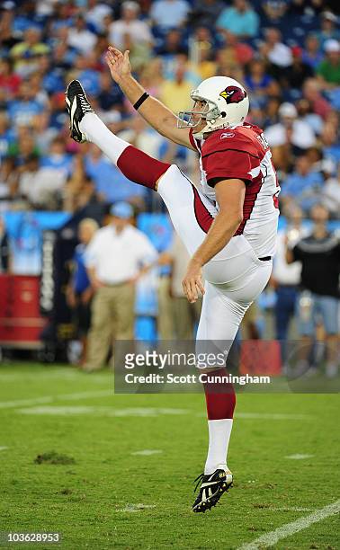 Ben Graham of the Arizona Cardinals punts against the Tennessee Titans during a preseason game at LP Field on August 23, 2010 in Nashville,...