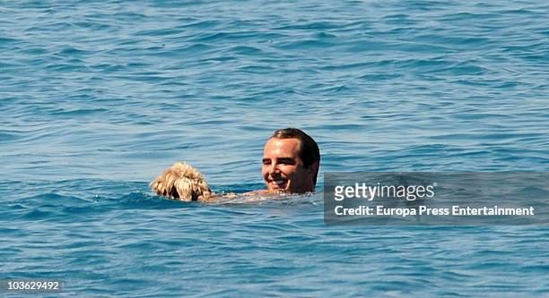 Prince Nikolaos of Greece and Tatiana Blatnik sighting on August 24, 2010 in Spetses, Greece.