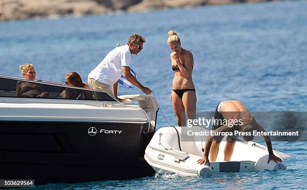 Prince Nikolaos of Greece , Tatiana Blatnik and Atilio Billembourg sighting on August 24, 2010 in Spetses, Greece.