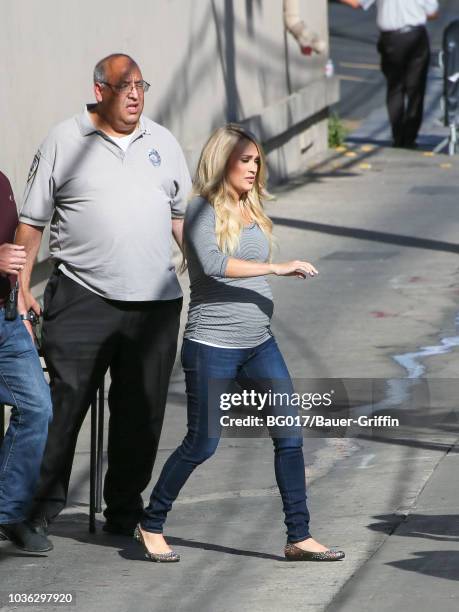 Carrie Underwood is seen arriving at 'Jimmy Kimmel Live' on September 19, 2018 in Los Angeles, California.