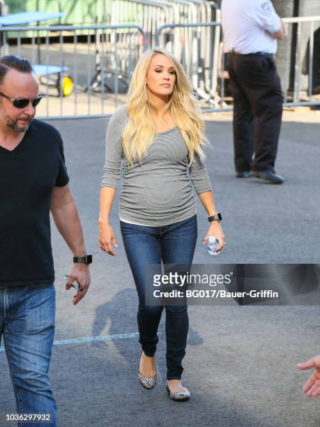 Carrie Underwood is seen arriving at 'Jimmy Kimmel Live' on September 19, 2018 in Los Angeles, California.