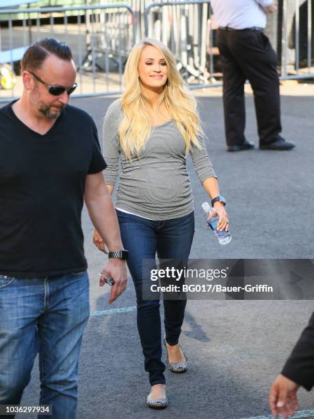 Carrie Underwood is seen arriving at 'Jimmy Kimmel Live' on September 19, 2018 in Los Angeles, California.