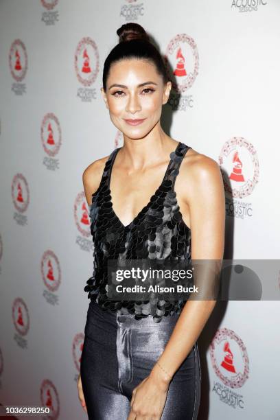 Maria-Elena Laas arrives at the Latin GRAMMY Acoustic Sessions Los Angeles at The GRAMMY Museum on September 19, 2018 in Los Angeles, California.