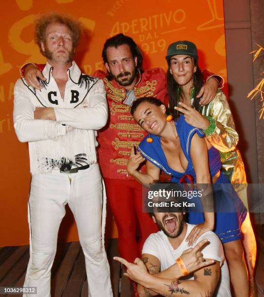 The Airnadette Band - Chateau Brutal, Moche Pitt, M-Rodz, Scotch BritÊand Gunther Love attend during the Spritz Plazza Party at the 118 Warner on...