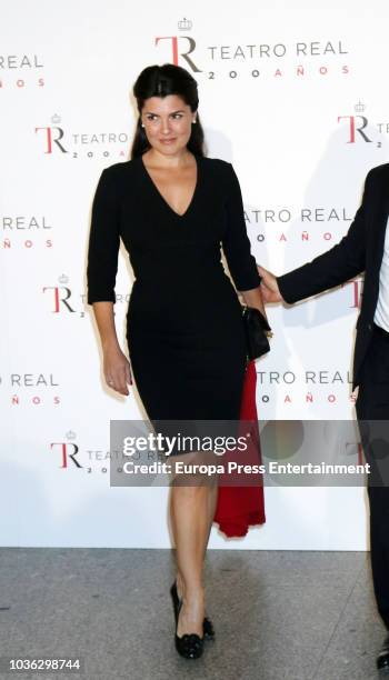 Angelica de la Rivan attends 'Fausto' opera during the opening of the Royal Theatre new season on September 19, 2018 in Madrid, Spain.
