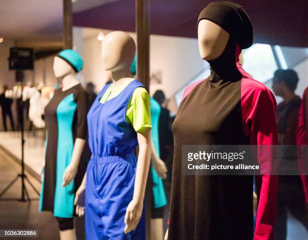 Burkini , a culotte swimmer and a csuta are on display in the exhibition 'Cherchez la femme' in the Jewish Museum in Berlin, Germany, 30 March 2017....