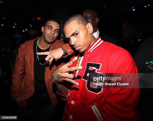 Drake and Chris Brown visit Greenhouse on August 24, 2010 in New York City.