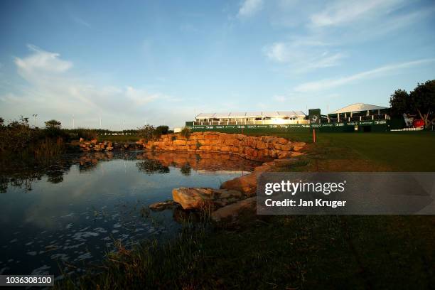 General view at sunrise during Day One of the Portugal Masters at Dom Pedro Victoria Golf Course on September 20, 2018 in Albufeira, Portugal.