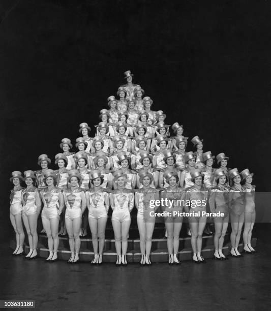 The Rockettes of Radio City Music Hall pictured at the Rockefeller Center in New York City, New York, USA, circa 1940. The Rockettes are a well-known...