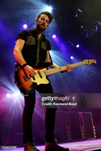 Guitarist Jeremy Davis of Paramore performs at the Charter One Pavilion At Northerly Island during the Honda Civic Tour in Chicago, Illinois on AUG...