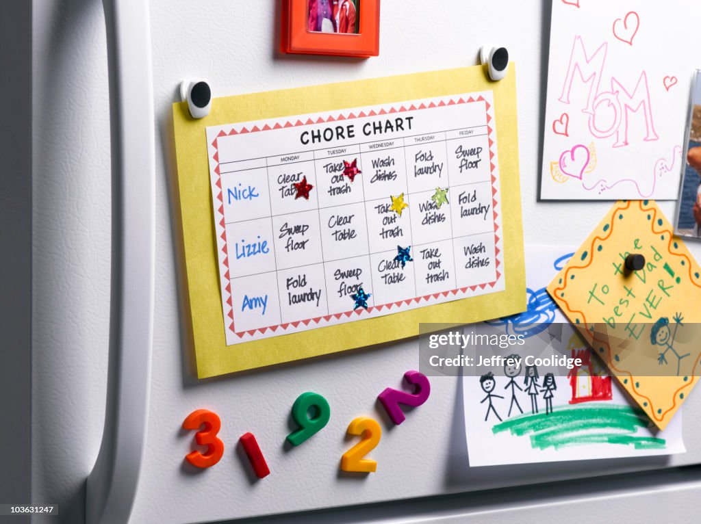 Chore Chart on Refrigerator