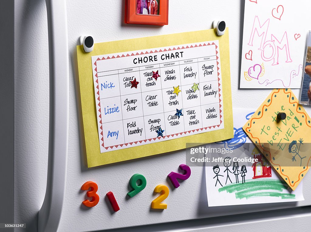 Chore Chart on Refrigerator