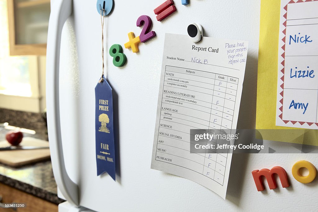 Failing Report Card on Refrigerator