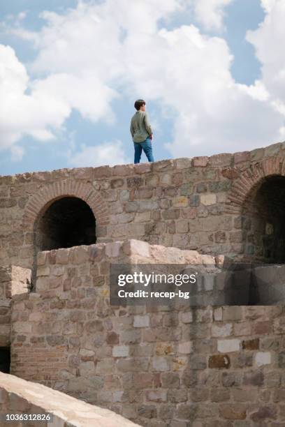 japanese female traveller visiting ankara castle - daily life in ankara stock pictures, royalty-free photos & images